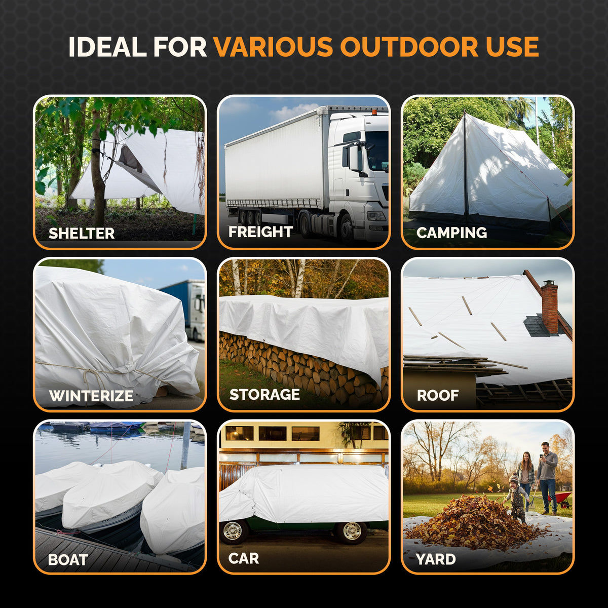 Heavy Duty 8 MIL White Tarp. All Purpose, Durable and Industrial Strength Tarp Tarp 16'x20',20'x30',30'x50',40'x60'