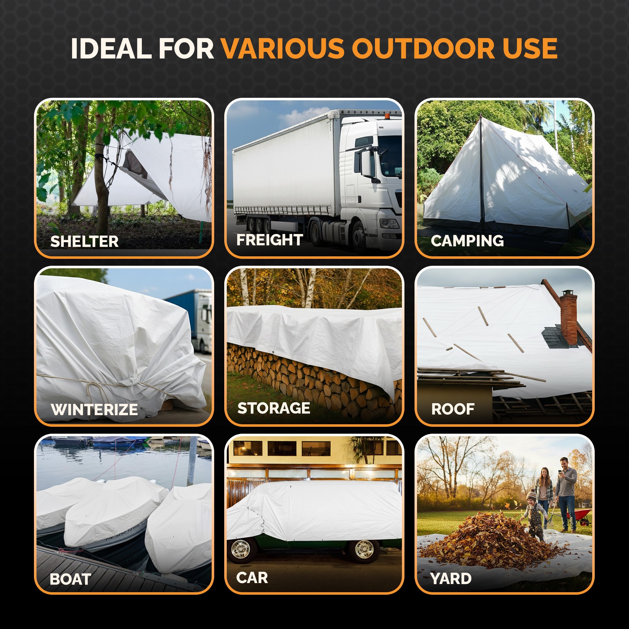 Heavy Duty 8 MIL White Tarp. All Purpose, Durable and Industrial Strength Tarp Tarp 16'x20',20'x30',30'x50',40'x60'