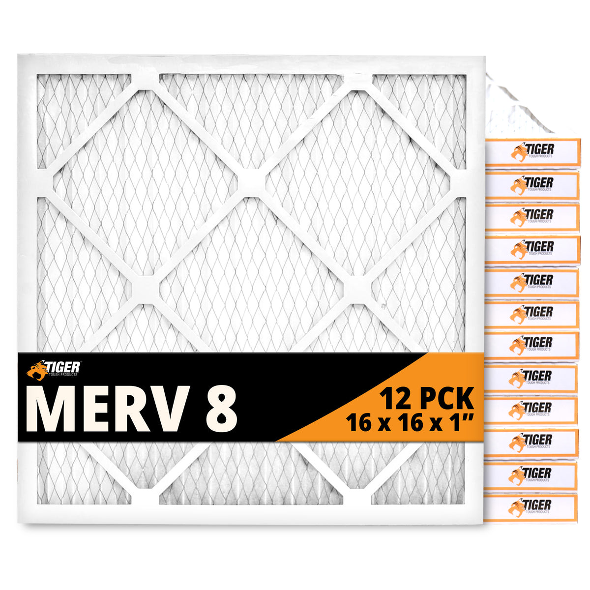 MERV 8 Pleated Filter 16x16x1 in Filter Single,6 Pack,12 Pack