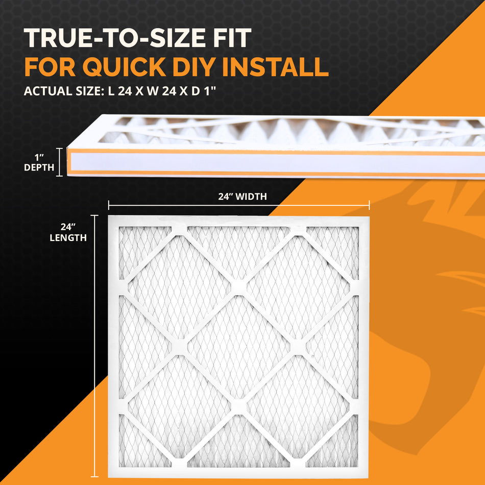 MERV 8 Pleated Filters 24x24x1 in Filter 6 pack,12 Pack