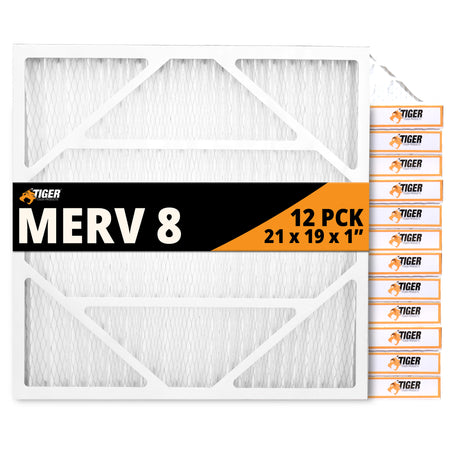 21" x 19" x 1" MERV 8 Pleated Air Filter Tiger Tough Filter 6 Pack