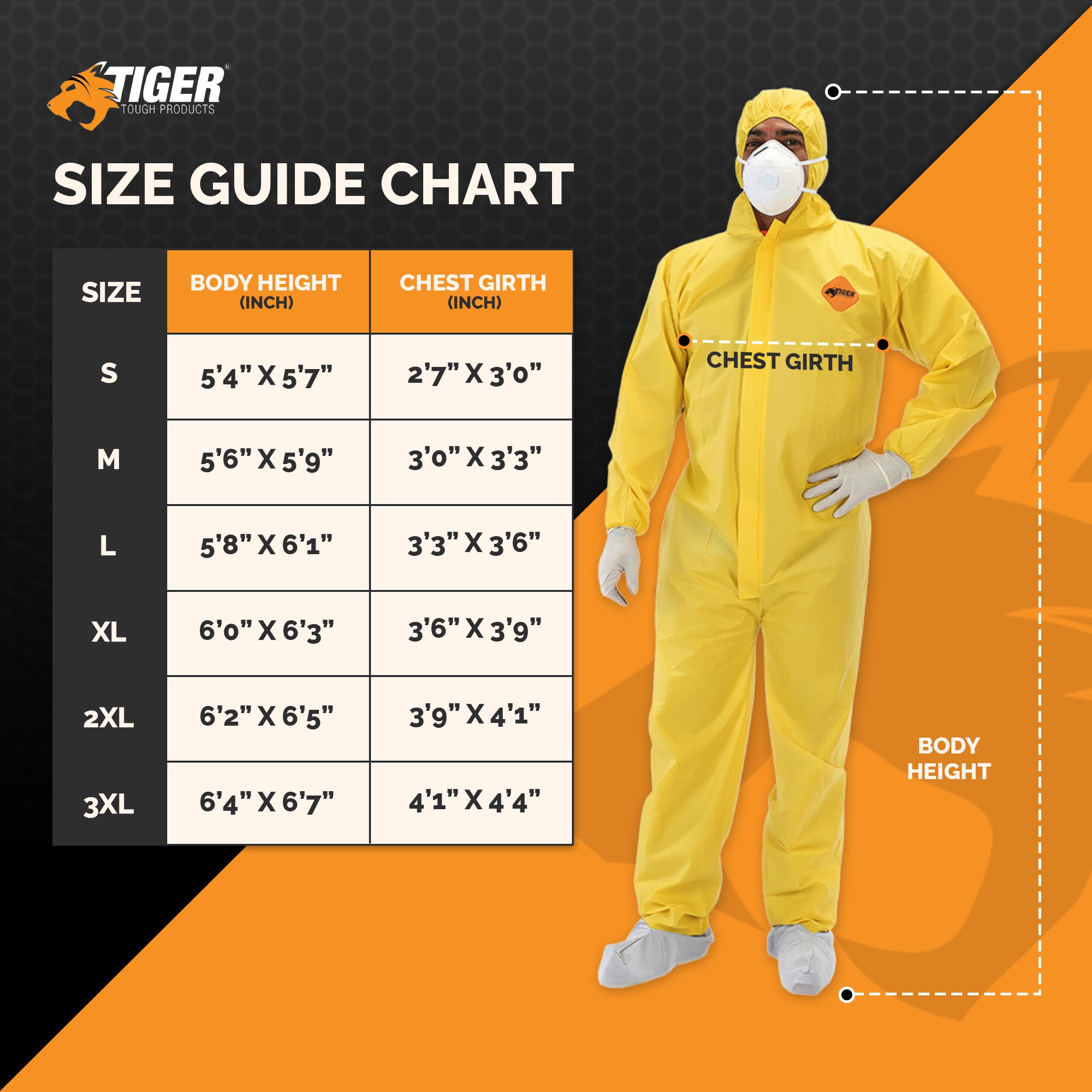 TigerTough Chemical Disposable Coverall - 2XL coverall