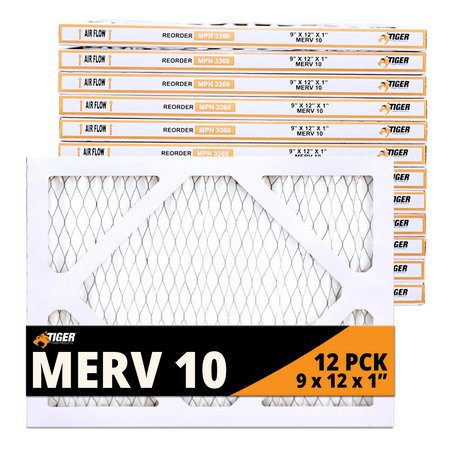 9 in. x 12 in. 1 in. MERV 10  A/C Filter Standard Pleated Filter 12