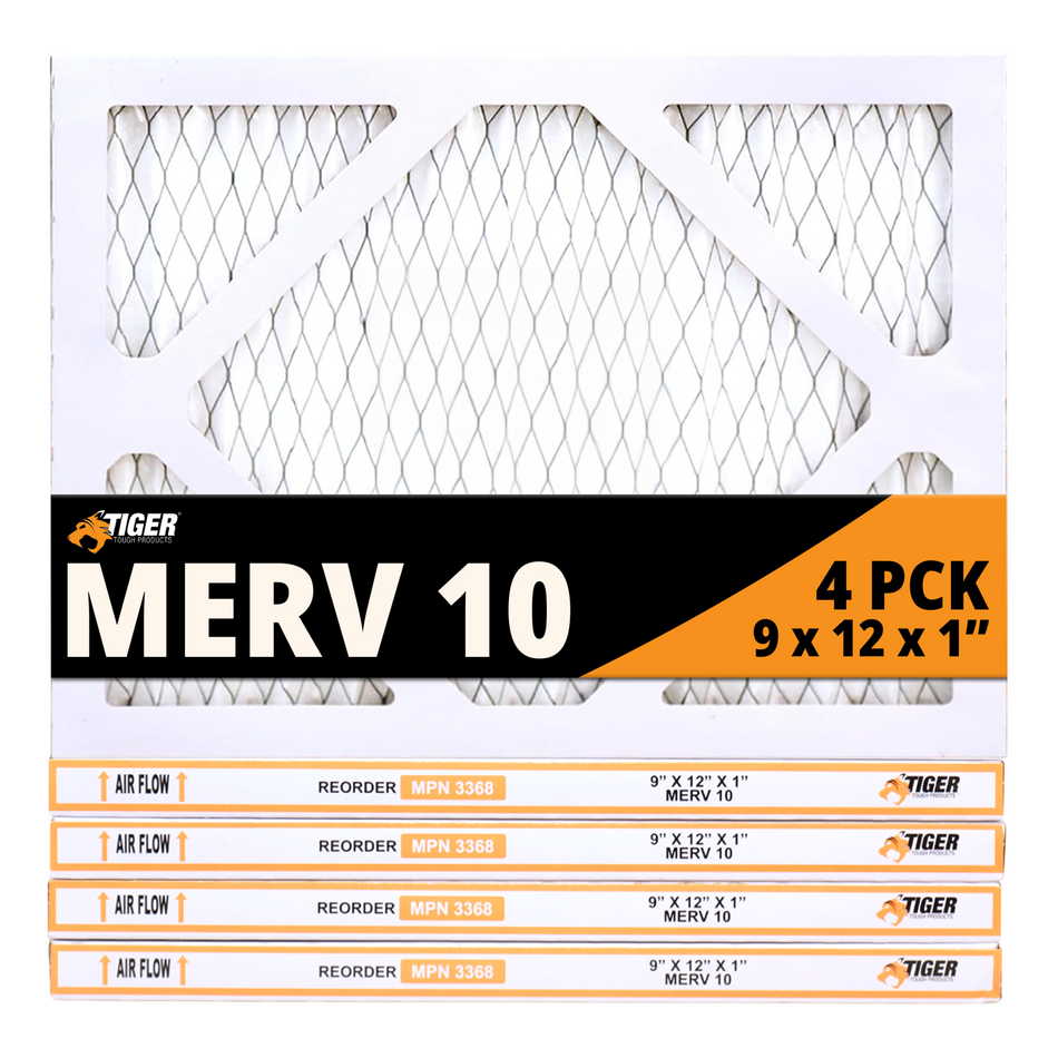 9 in. x 12 in. 1 in. MERV 10  A/C Filter Standard Pleated Filter 4