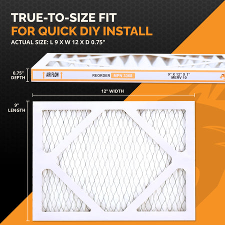 9 in. x 12 in. 1 in. MERV 10  A/C Filter Standard Pleated Filter 4,12