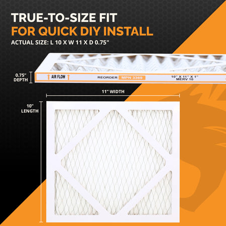 10 in. x 11 in. x 1 in. MERV 10 Pleated Filter Filter 4,12
