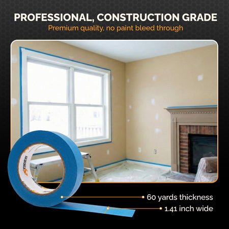 Painter's Tape 3 in. x 60 yards Premium Quality, No Paint Bleed Through supplies 4 Pack,16 Pack