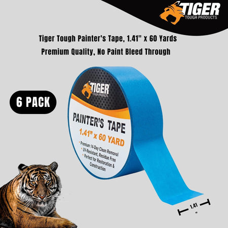 Painter's Tape 1.41 in. x 60 yards Premium Quality, No Paint Bleed Through 6 Pack,24 Pack