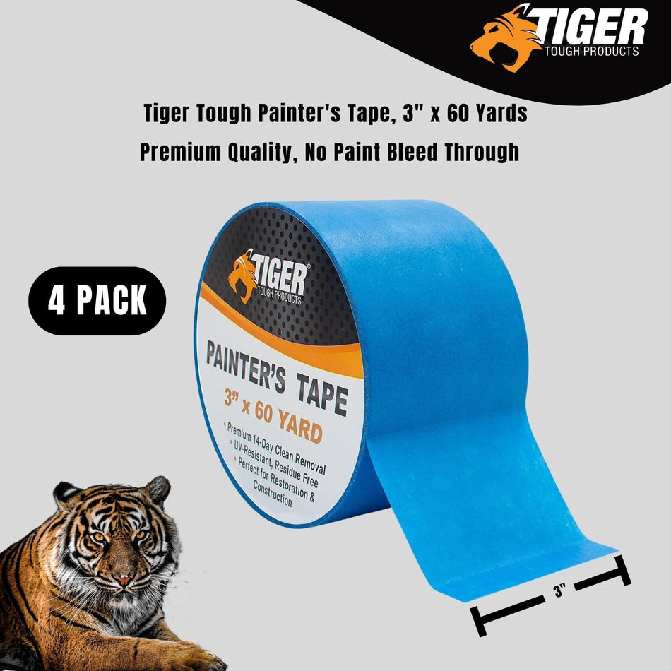Painter's Tape 3 in. x 60 yards Premium Quality, No Paint Bleed Through 4 Pack,16 Pack