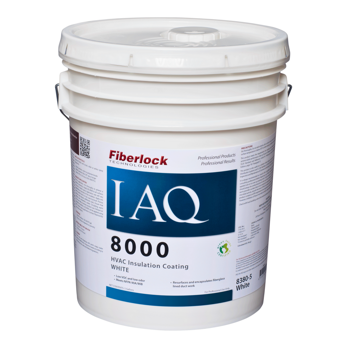 Fiberlock IAQ 8000 HVAC Insulation Coating, White Sealer (5 gal) Misc