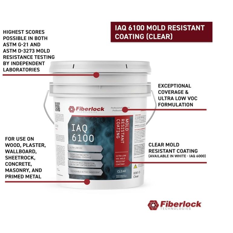Fiberlock IAQ 6100, Mold Resistant Coating, Clear (5 gal) Misc