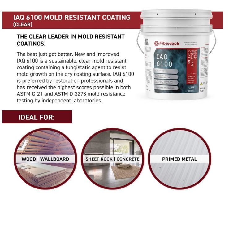 Fiberlock IAQ 6100, Mold Resistant Coating, Clear (5 gal) Misc