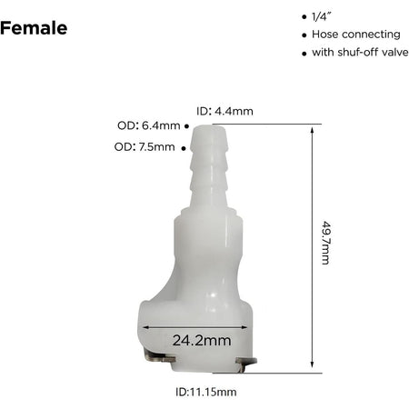 1/4" In-Line Hose Barb PLC Series Acetal Body - Straight Thru Replacement Part