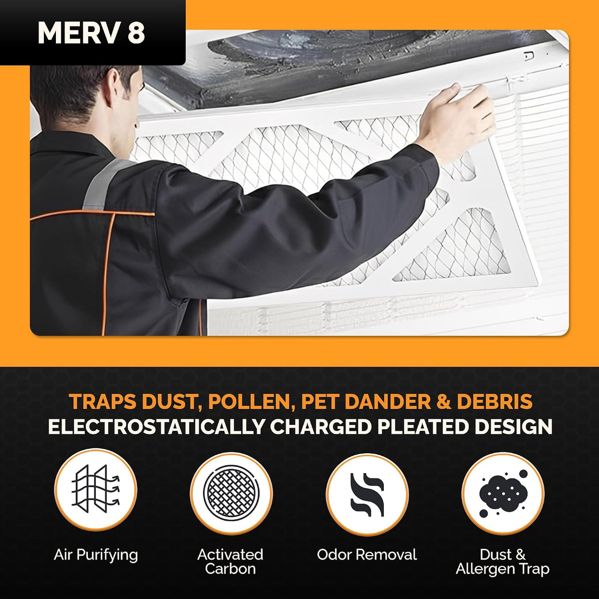 21x19x1 Air Filter MERV 8 MPR 600-800, High-Performance Pleated HVAC AC Furnace Filter Replacement for Home, (Pack of 12) Filter