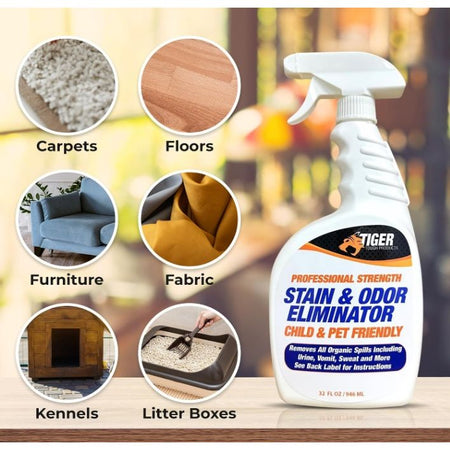 Products Pet Stain and Odor Remover - Enzyme Cleaner for Home & Professional Use, Stain Dissolver for Carpet, Upholstery, & More - Dog & Cat Urine, Feces, Vomit Eliminator, 32 Ounce Spray