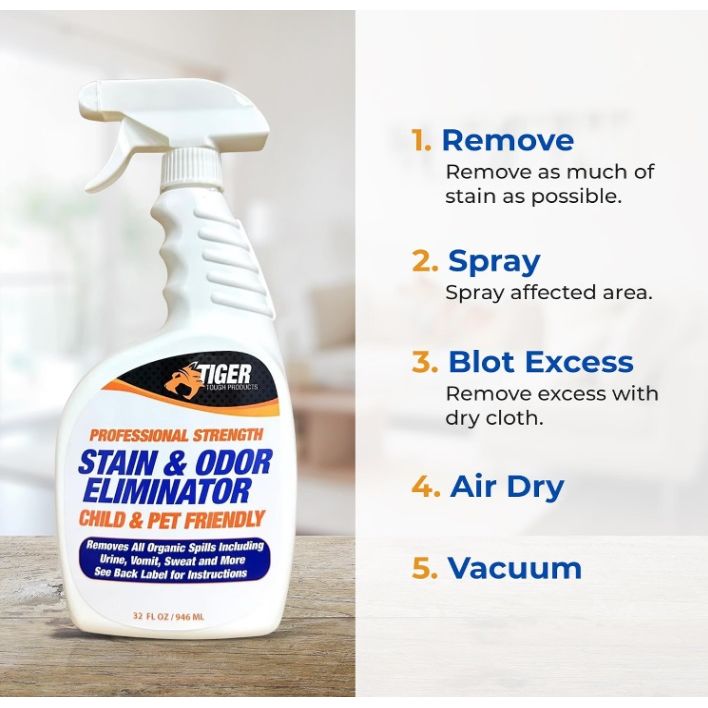Products Pet Stain and Odor Remover - Enzyme Cleaner for Home & Professional Use, Stain Dissolver for Carpet, Upholstery, & More - Dog & Cat Urine, Feces, Vomit Eliminator, 32 Ounce Spray