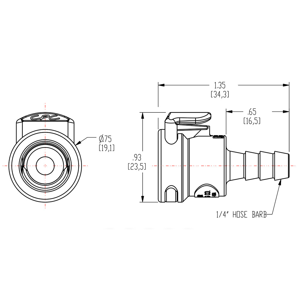 1/4" barb Female quick-disconnect, For Phoenix & Dri-Eaze Dehumidifiers Replacement Part