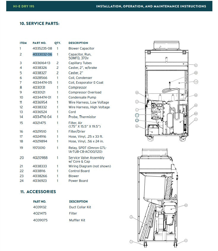 Capacitor, Compressor, 50mfd 370V Dehumidifier Parts