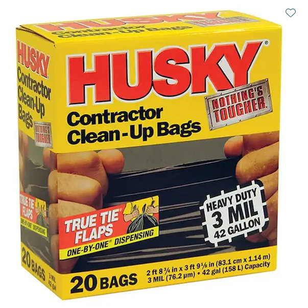 Husky 42 Gallon Contractor Bags - 3 Mil supplies