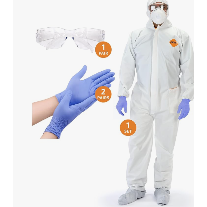 Heavy-Duty Coverall Kit with Gloves & Safety Glasses (Large) coverall