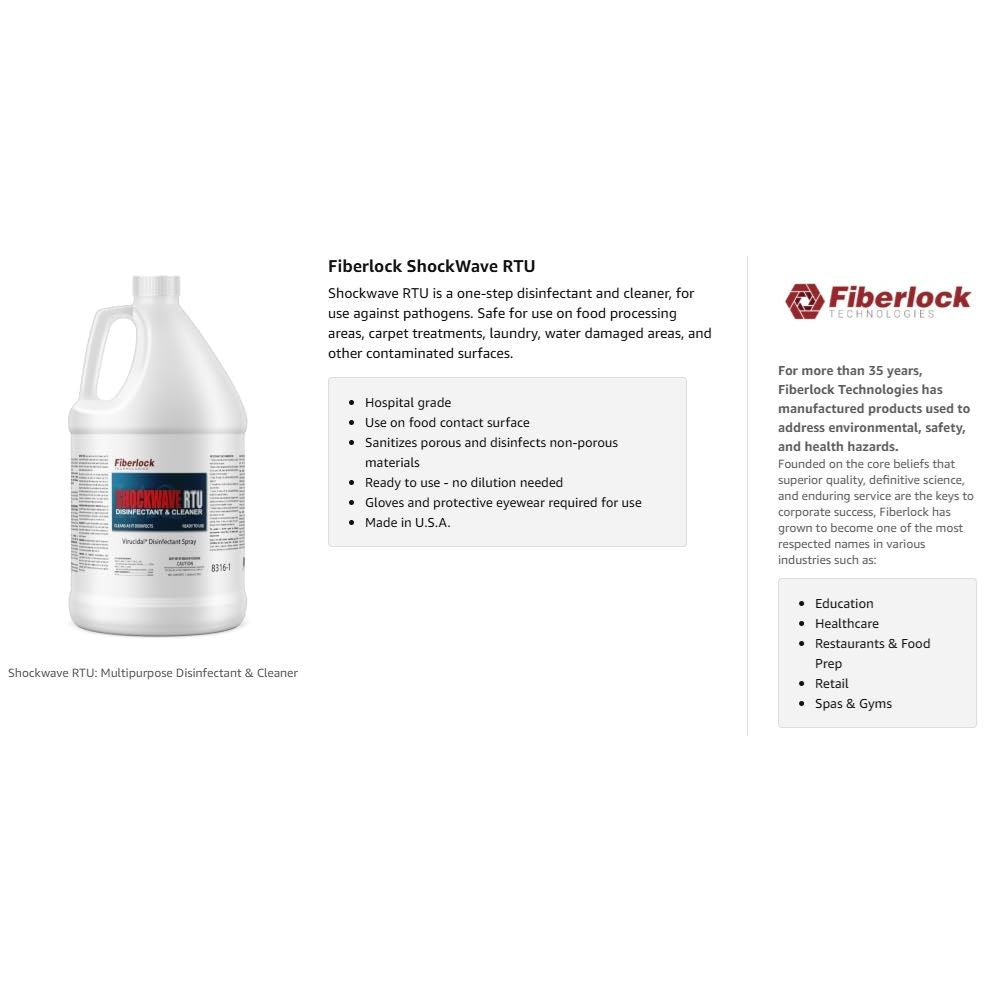 Fiberlock ShockWave RTU Disinfectant & Cleaner Concentrate Chemical 1 Gal,4 Gal