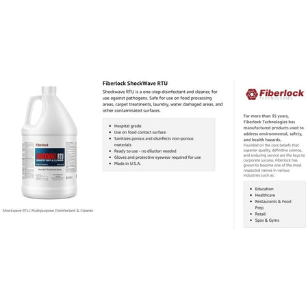 Fiberlock ShockWave RTU Disinfectant & Cleaner Concentrate Chemical 1 Gal,4 Gal