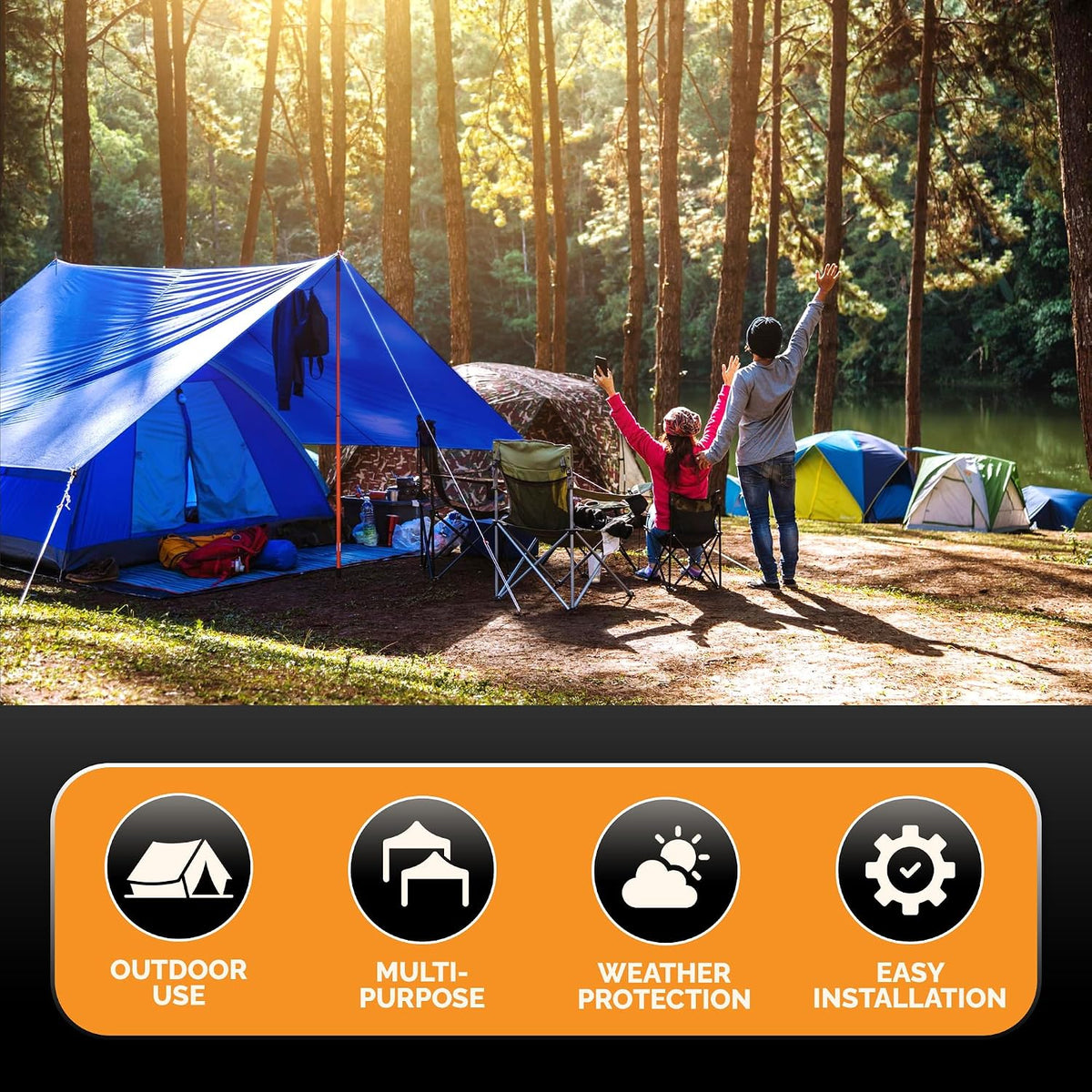 6 Mil Poly Heavy Duty Waterproof Tarp, Tear and UV Resistant Tarpaulin, Multipurpose Protective Outdoor Cover with Reinforced Edges for Camping, Shelter, Patio, Car, Boat Tarp