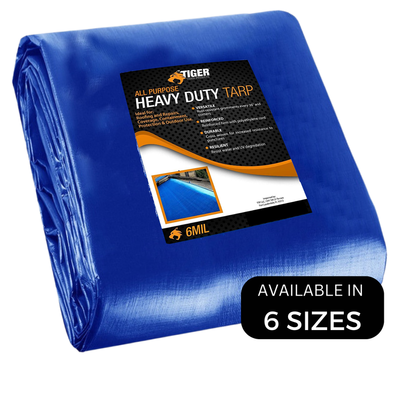 Heavy Duty 6 MIL Blue Tarp. All Purpose, Durable and Industrial Strength Tarp Misc 16'x20',20'x20',20'x30',30'x40',30'x50',40'x60'