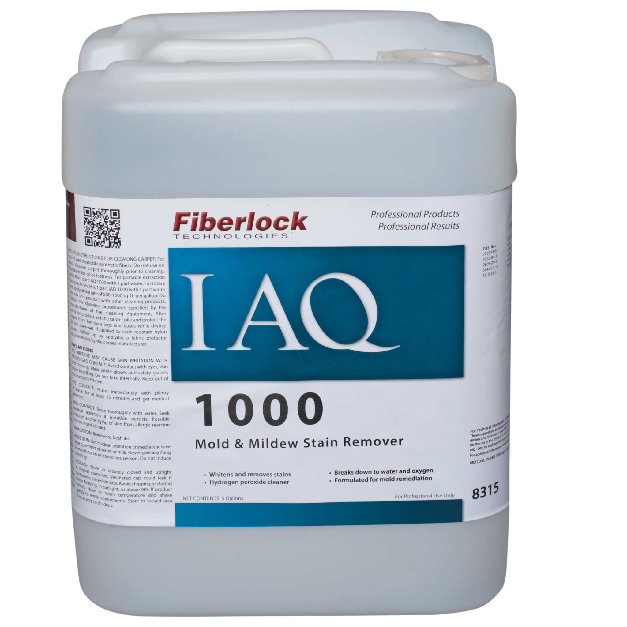 Fiberlock IAQ 1000, Hydrogen Peroxide Mold & Mildew Stain Remover (5 gal) Misc