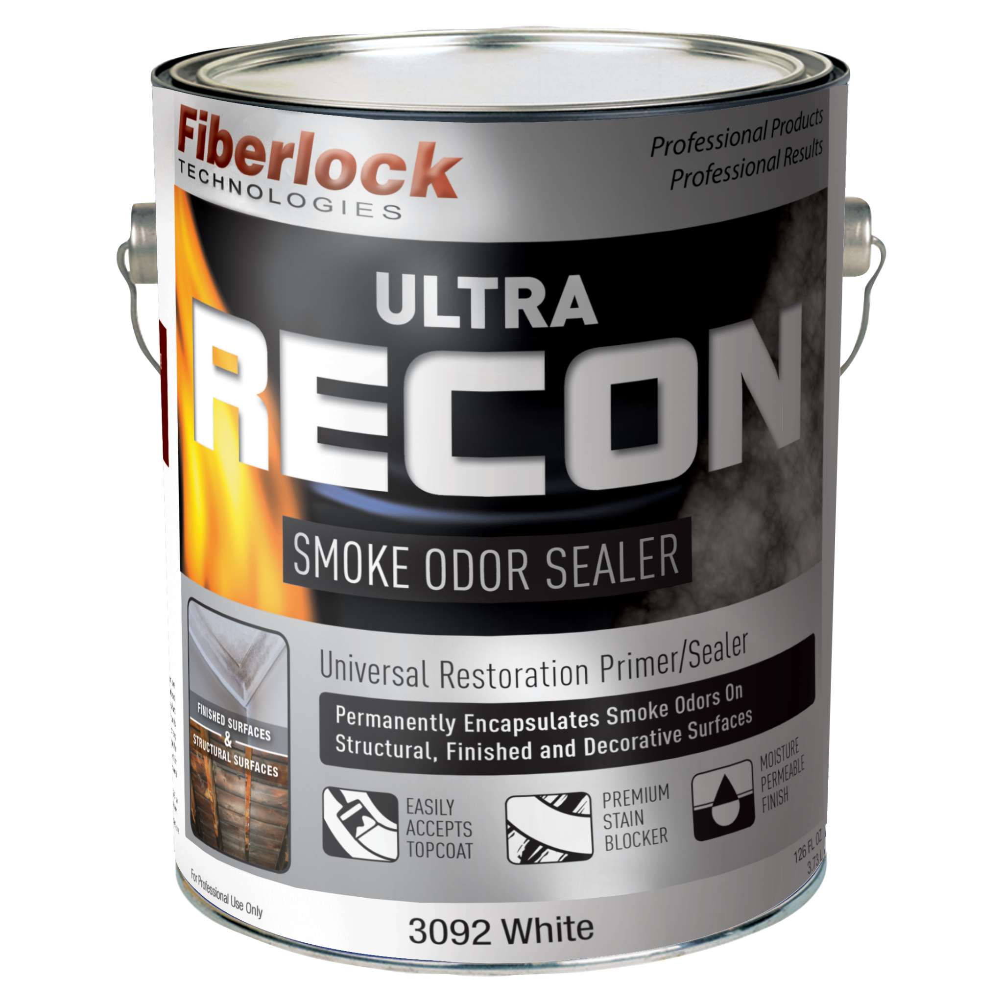 Fiberlock RECON ULTRA Smoke Odor Sealer, White Misc 1 gal,4 gal,5 gal