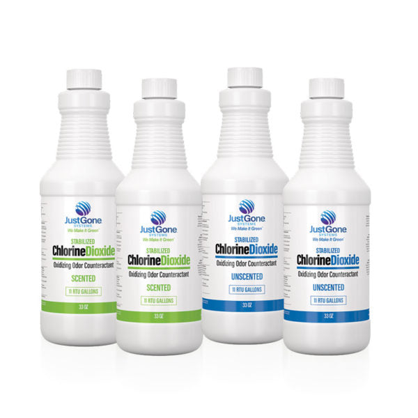 Just Gone® Liquid CLO2 Concentrate (4-Pack) Chemical Half Scented Half Unscented