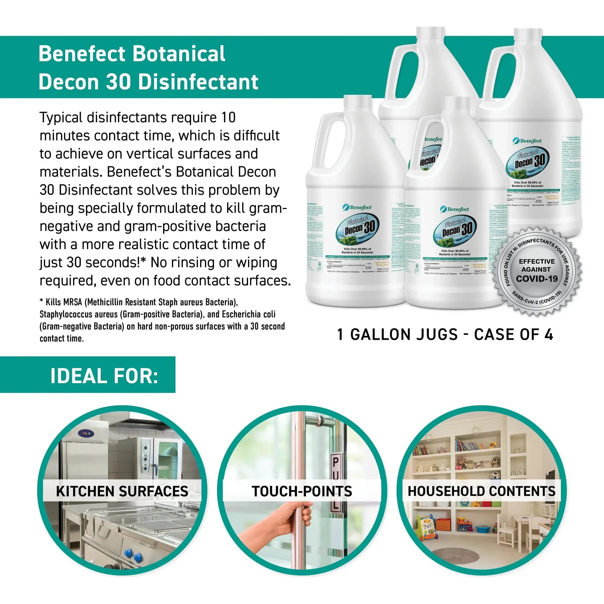 Benefect Botanical Decon 30 Disinfectant Cleaner Misc 1 gal,4 gal,5 gal