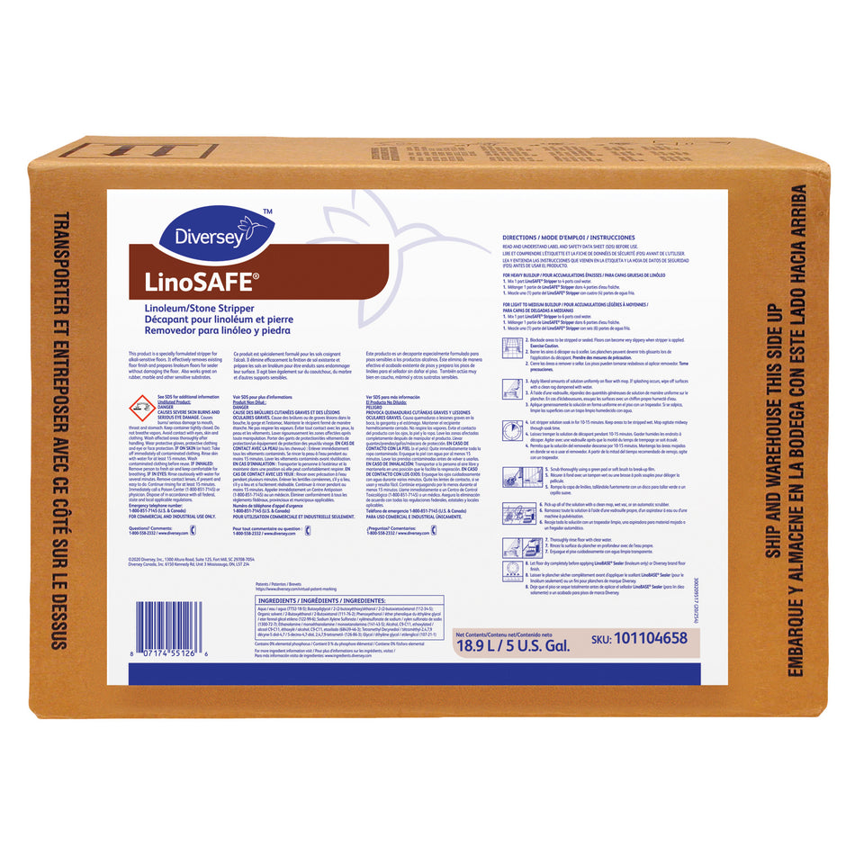 Diversey LinoSAFE Linoleum Stone Stripper #5104917 - (5G)