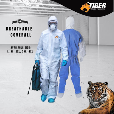 Tiger Tough, Breathable Coverall, Ultimate Comfort & Protection, L-4XL (Pack of 25) L,XL,2XL,3XL,4XL